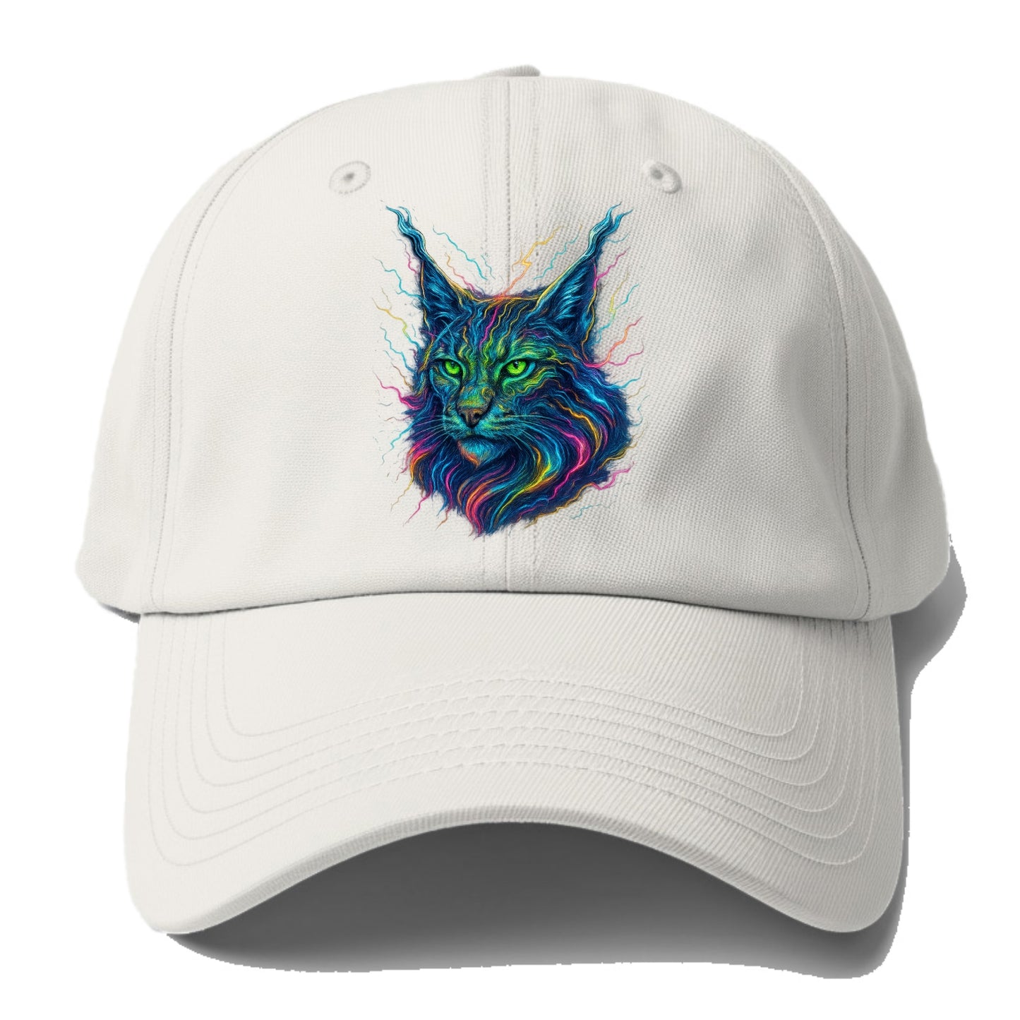 Wild lynx with ear tufts transforming into liquid mercury flows, - Baseball Cap For Big Heads - Off White