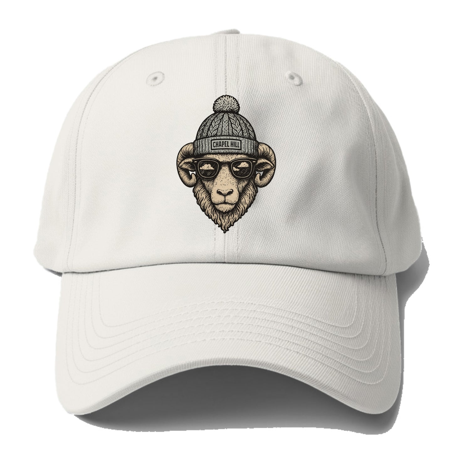 Chapel Hill Tar Heel Ram wearing UNC bea - Baseball Cap For Big Heads - Off White