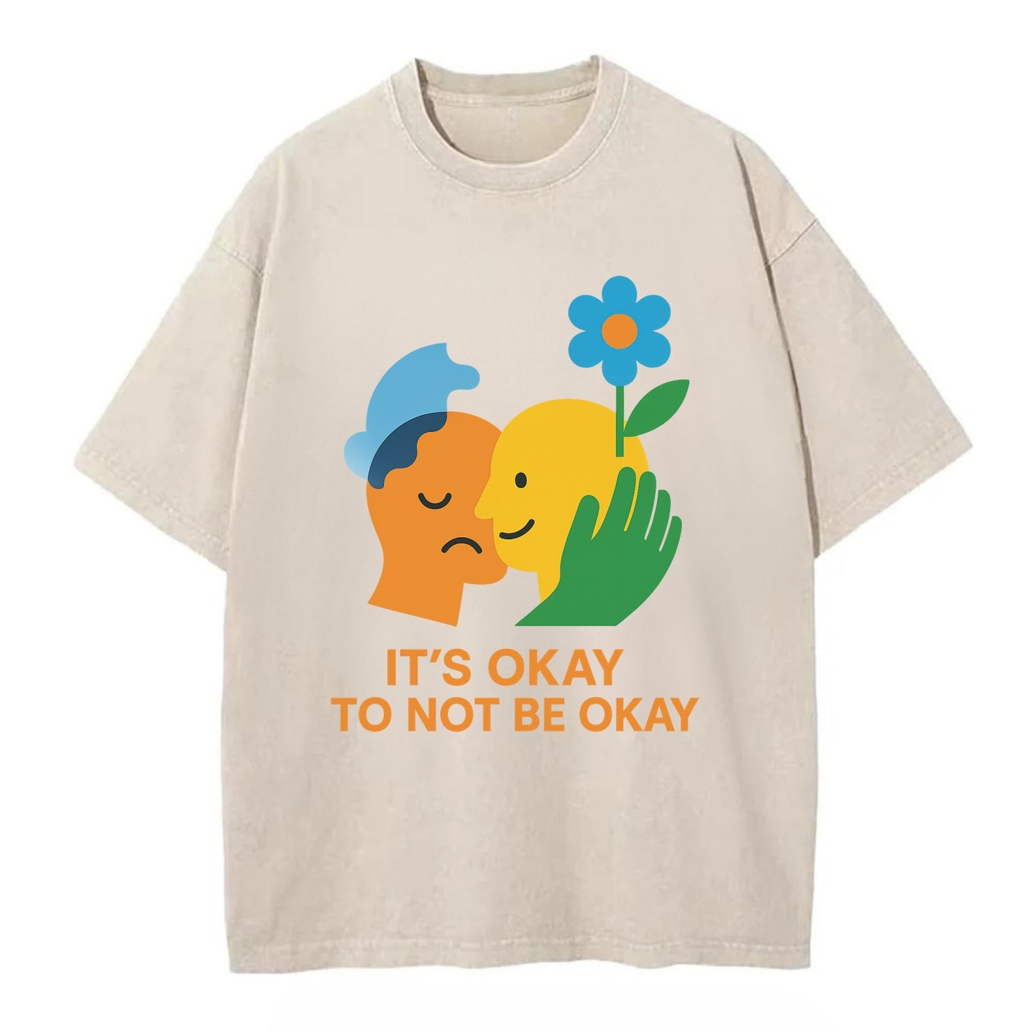Mental health stigma fading as support grows - "It's Okay to Not Be Okay" - - Vintage T-shirt - Off White