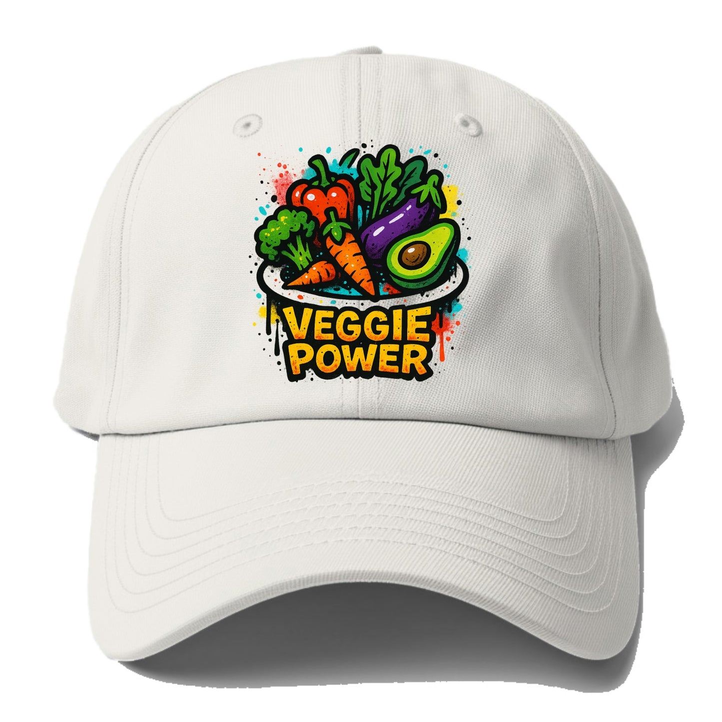 Colorful vegetables and plants on plate - plant-based lifestyle, - Baseball Cap For Big Heads - Off White