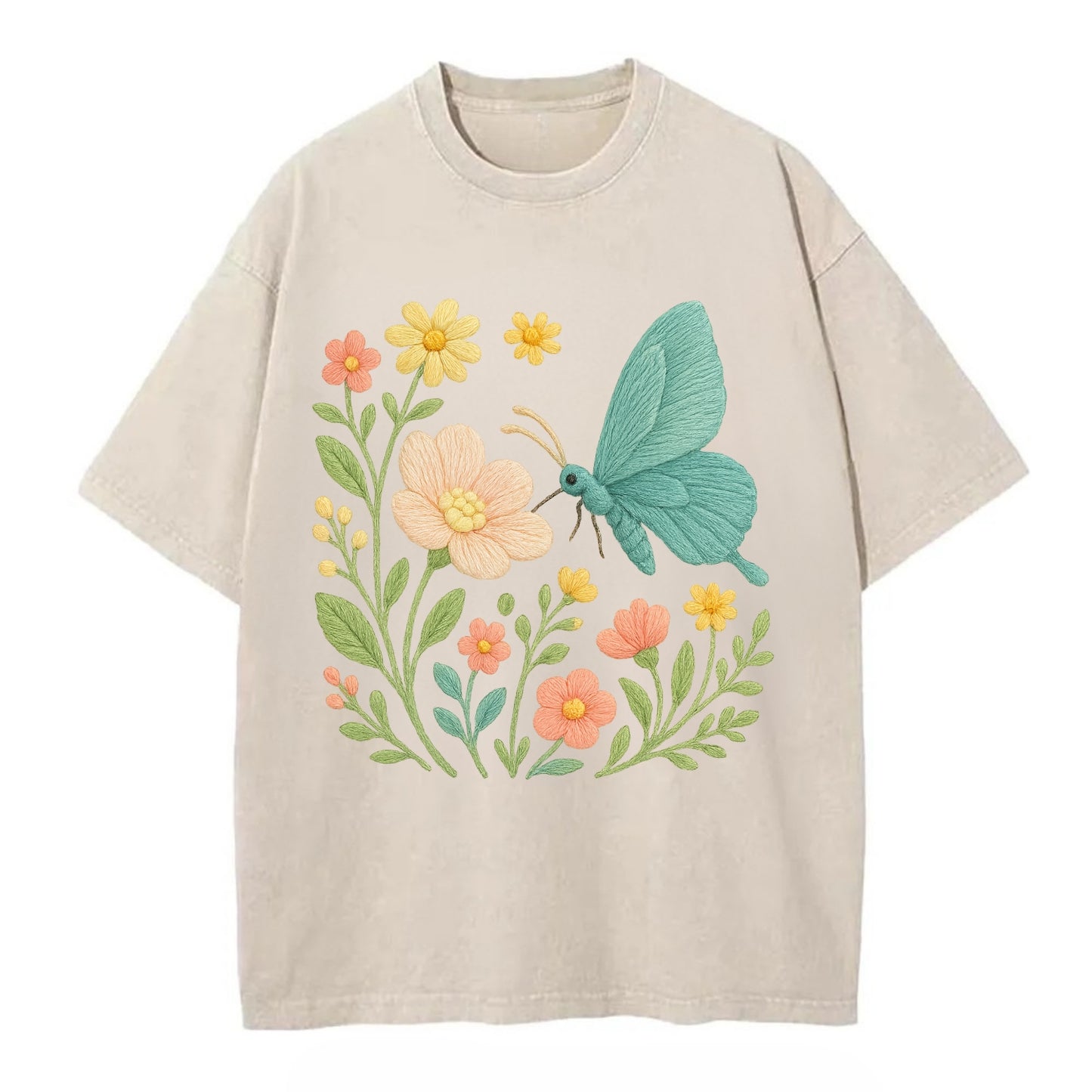 Mint Night Butterfly - Vintage T-shirt - Off White