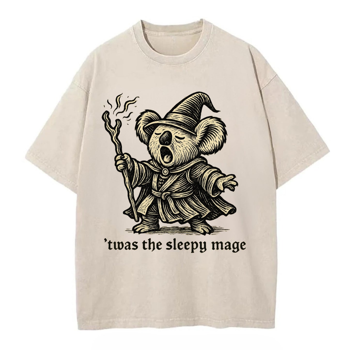Koala Sleepy Mage - Vintage T-shirt - Off White