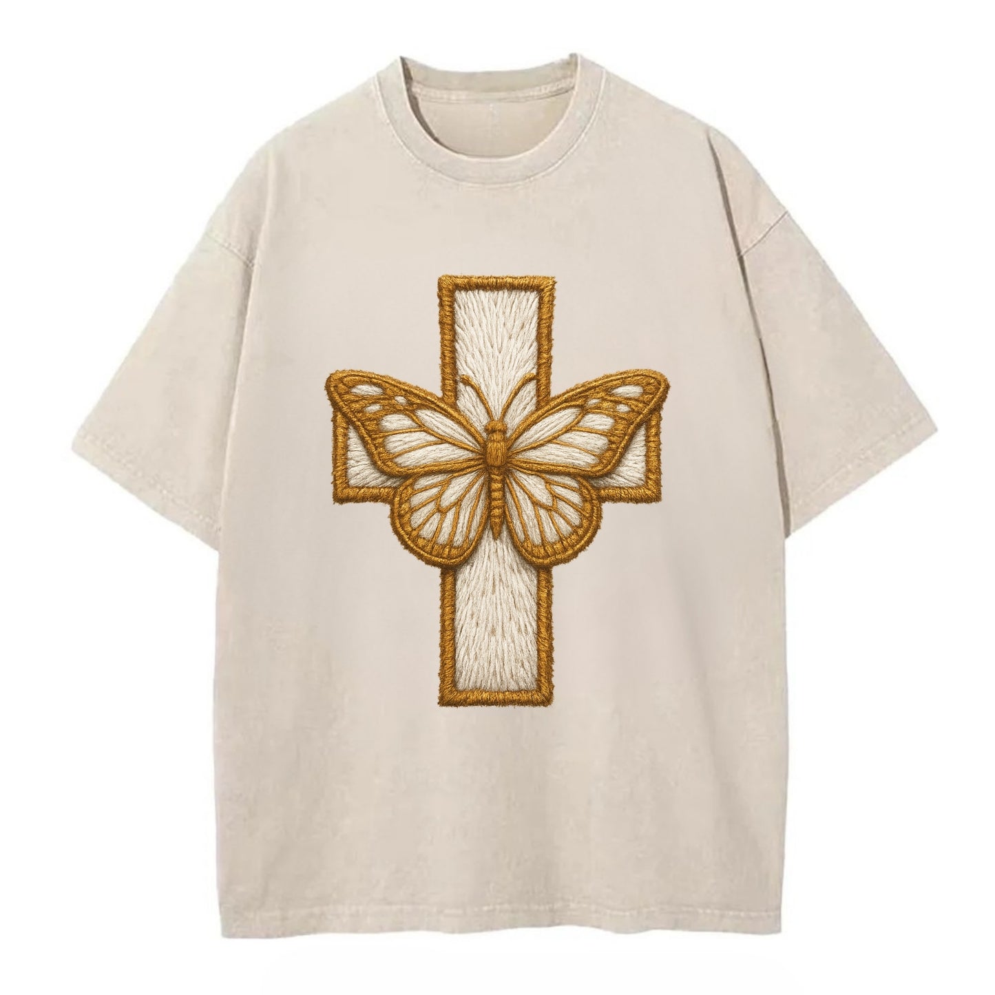 Resurrection Cross - Vintage T-shirt - Off White