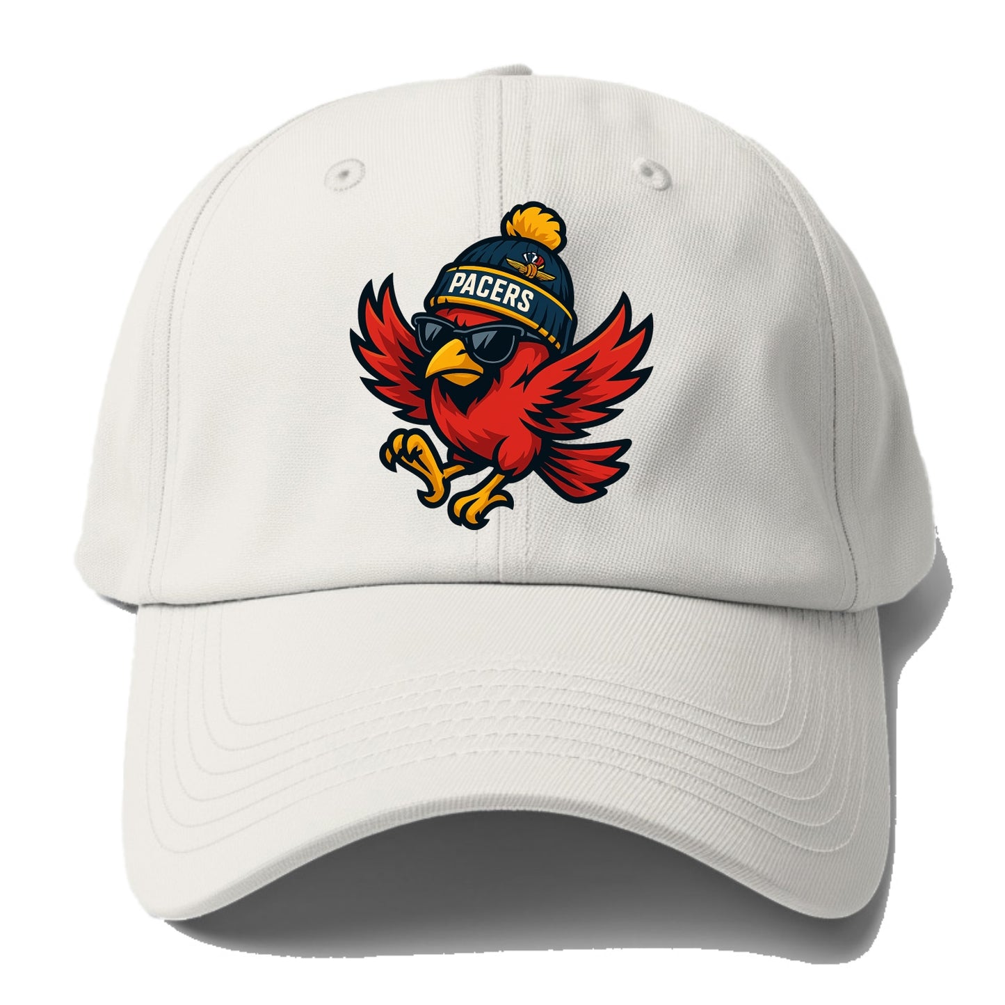 Indiana Cardinal wearing Pacers beanie with speedway patch and - Baseball Cap For Big Heads - Off White