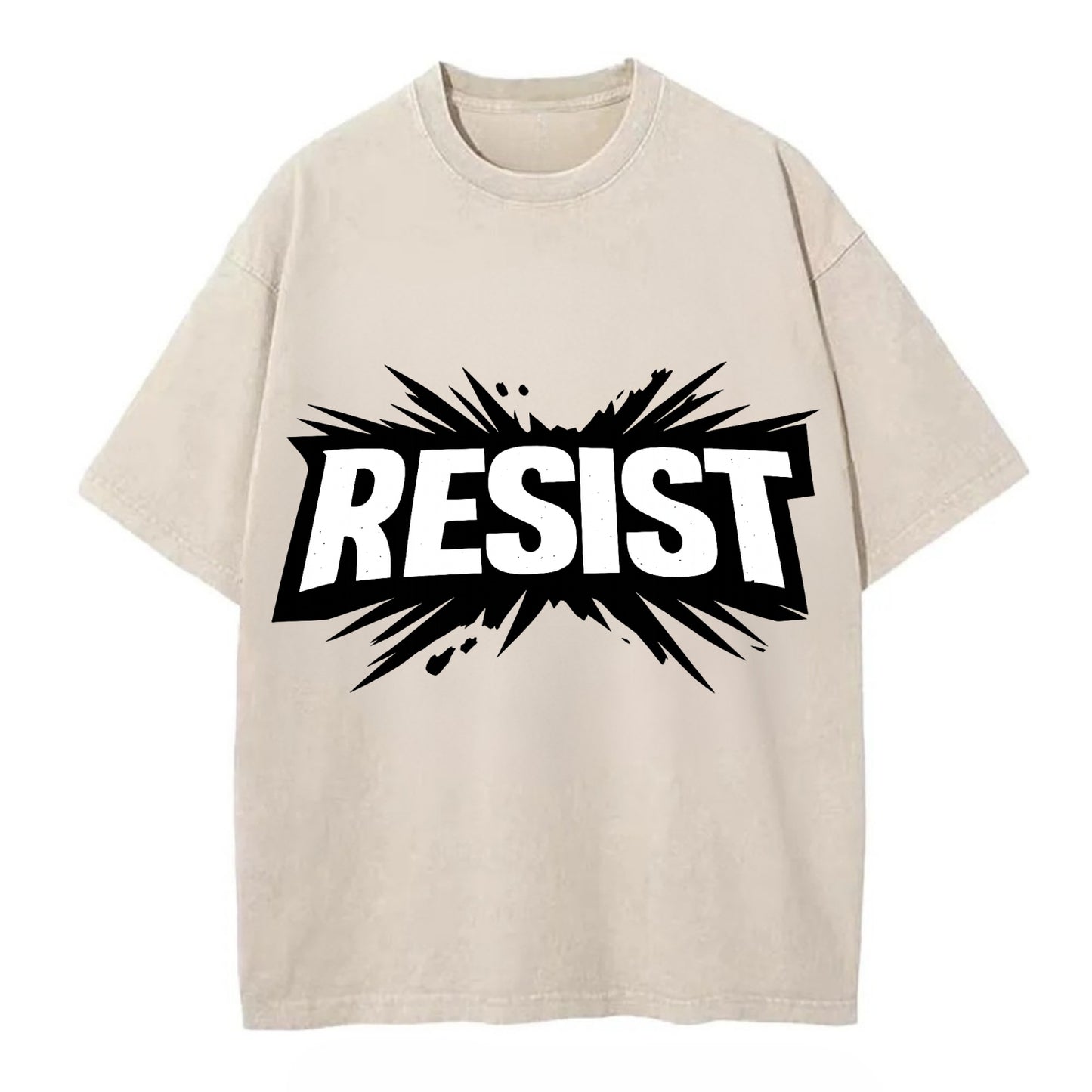 Bold typography design - "RESIST" - fighting back, standing against - Vintage T-shirt - Off White