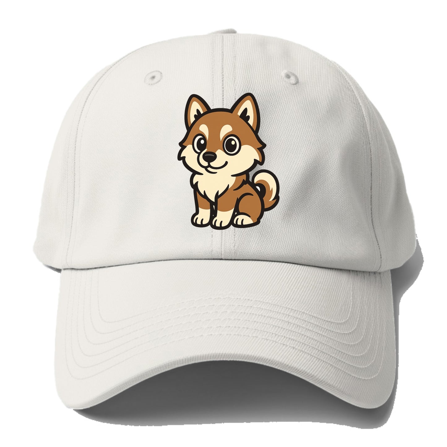 Pomsky - Pomeranian-Husky mix sitting pose - Baseball Cap For Big Heads - Off White