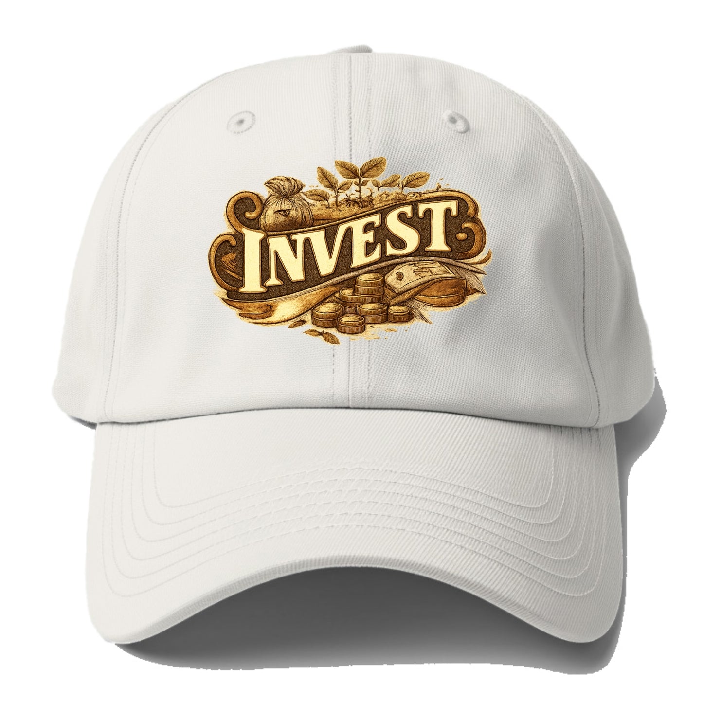 Bold typography design - "INVEST" - growing money, smart decisions - Baseball Cap For Big Heads - Off White