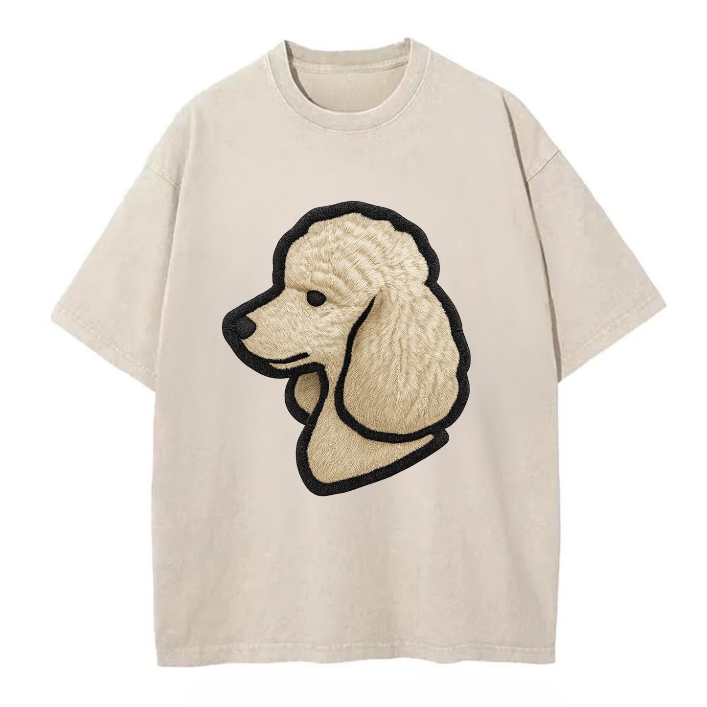 Poodle - Contemporary clean style with s - Vintage T-shirt - Off White