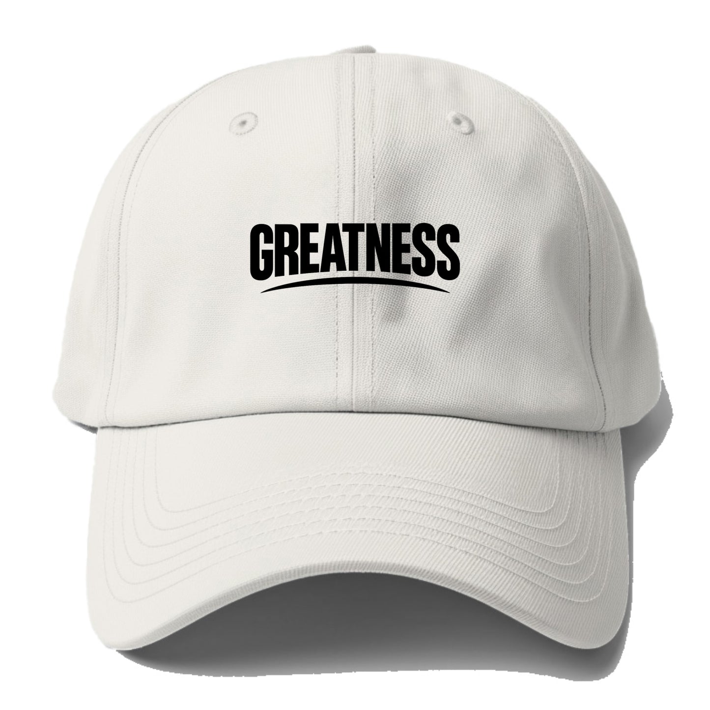 Bold typography design - "GREATNESS" - achieving excellence, reaching - Baseball Cap For Big Heads - Off White