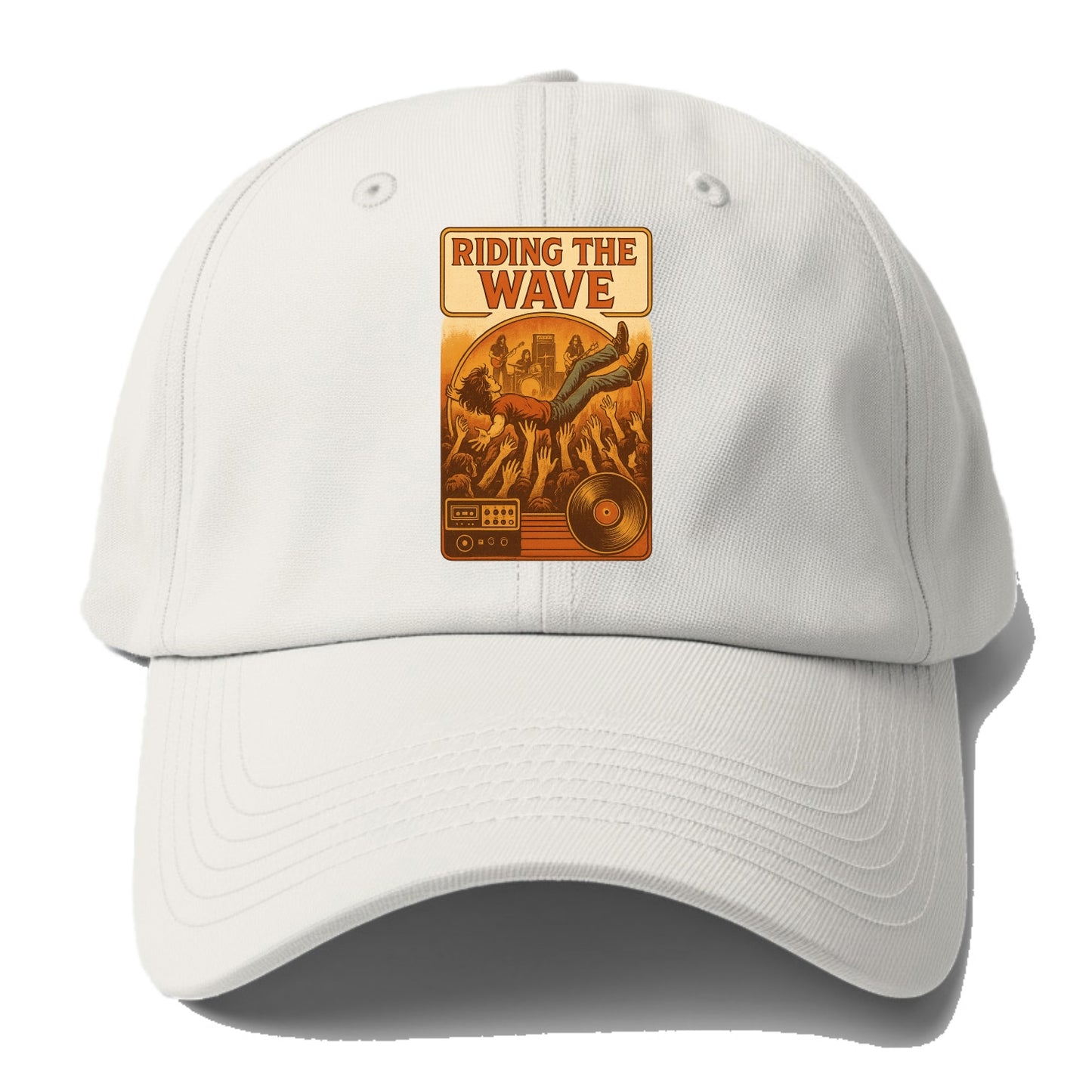 Crowd surfing at packed concert - "Riding the Wave" - concert energy - Baseball Cap - Off White