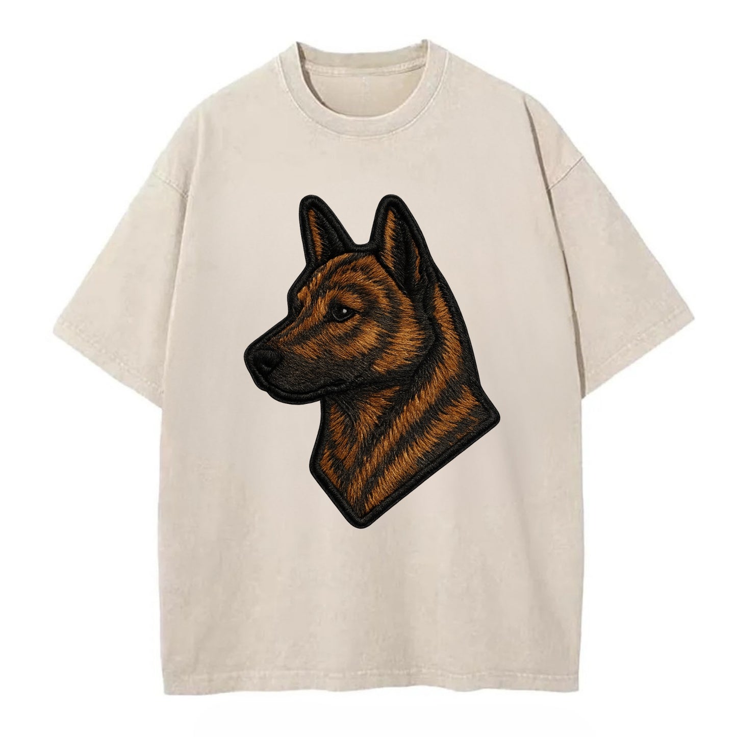 Kai Ken - Modern tiger dog logo with bol - Vintage T-shirt - Off White