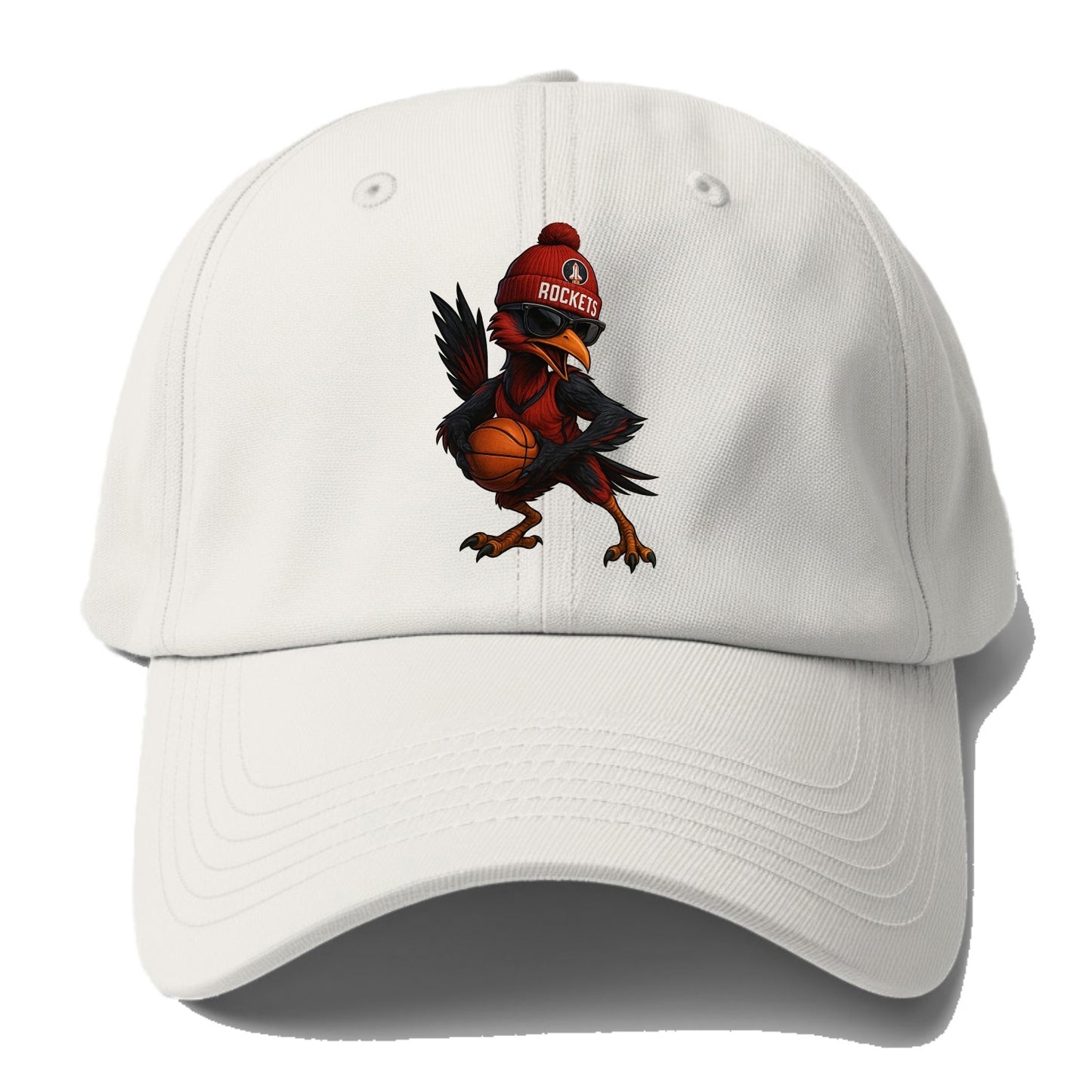 Houston Roadrunner wearing Rockets beanie with launch pad patch and - Baseball Cap For Big Heads - Off White