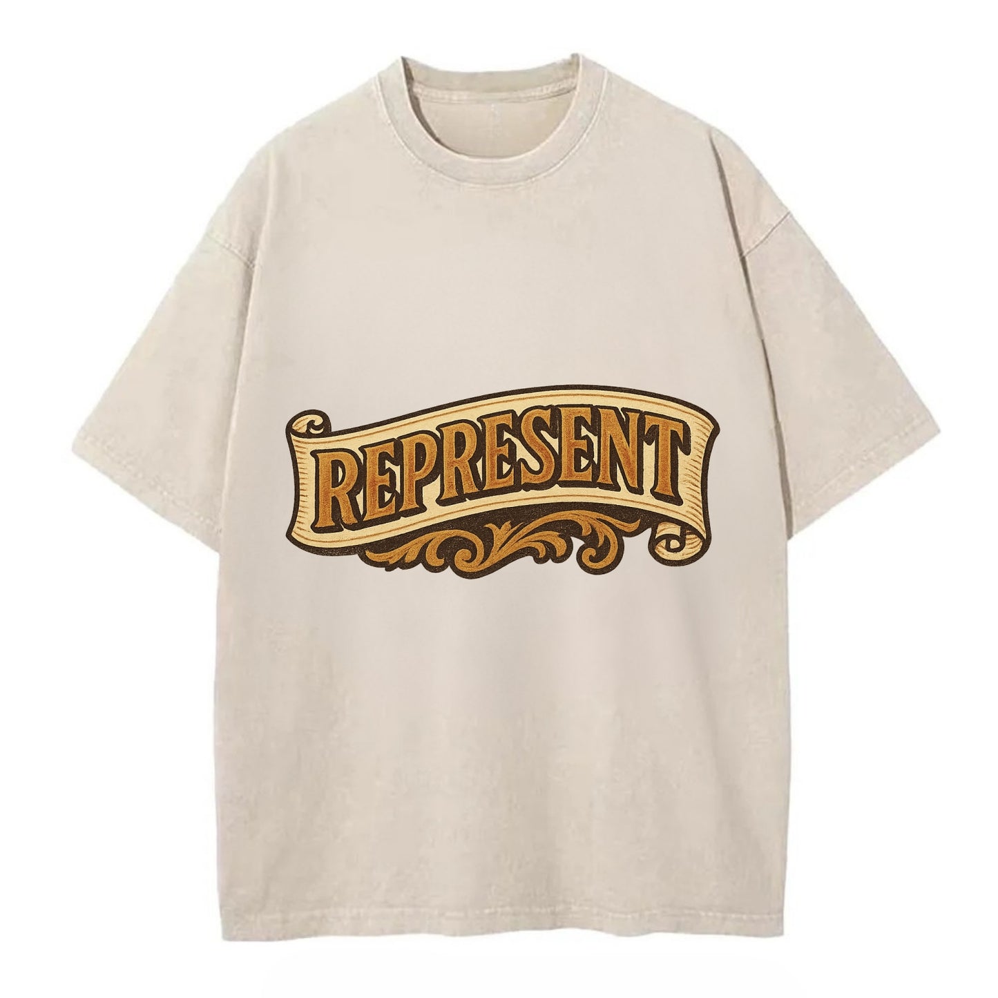 Bold typography design - "REPRESENT" - showing where you from - Vintage T-shirt - Off White