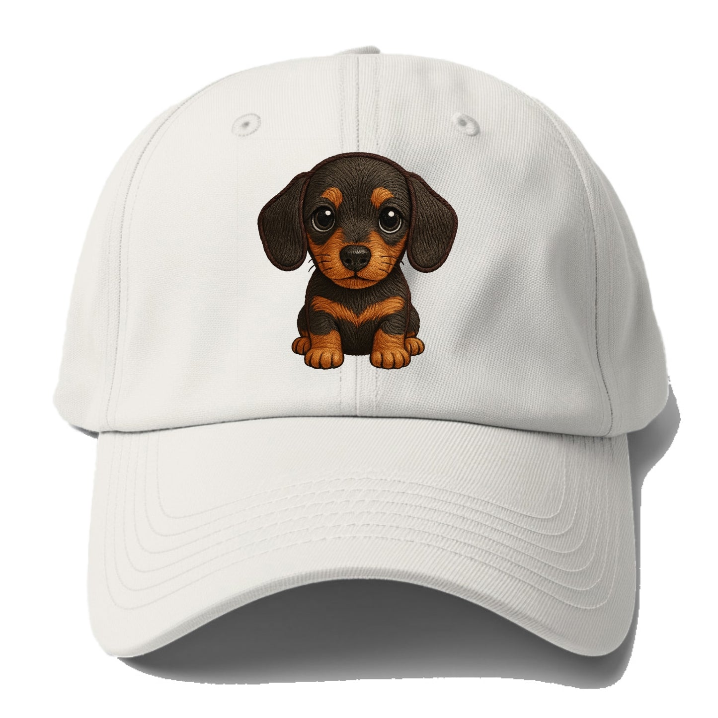 Baby Dachshund Puppy - long body, short legs, floppy ears, curious - Baseball Cap For Big Heads - Off White