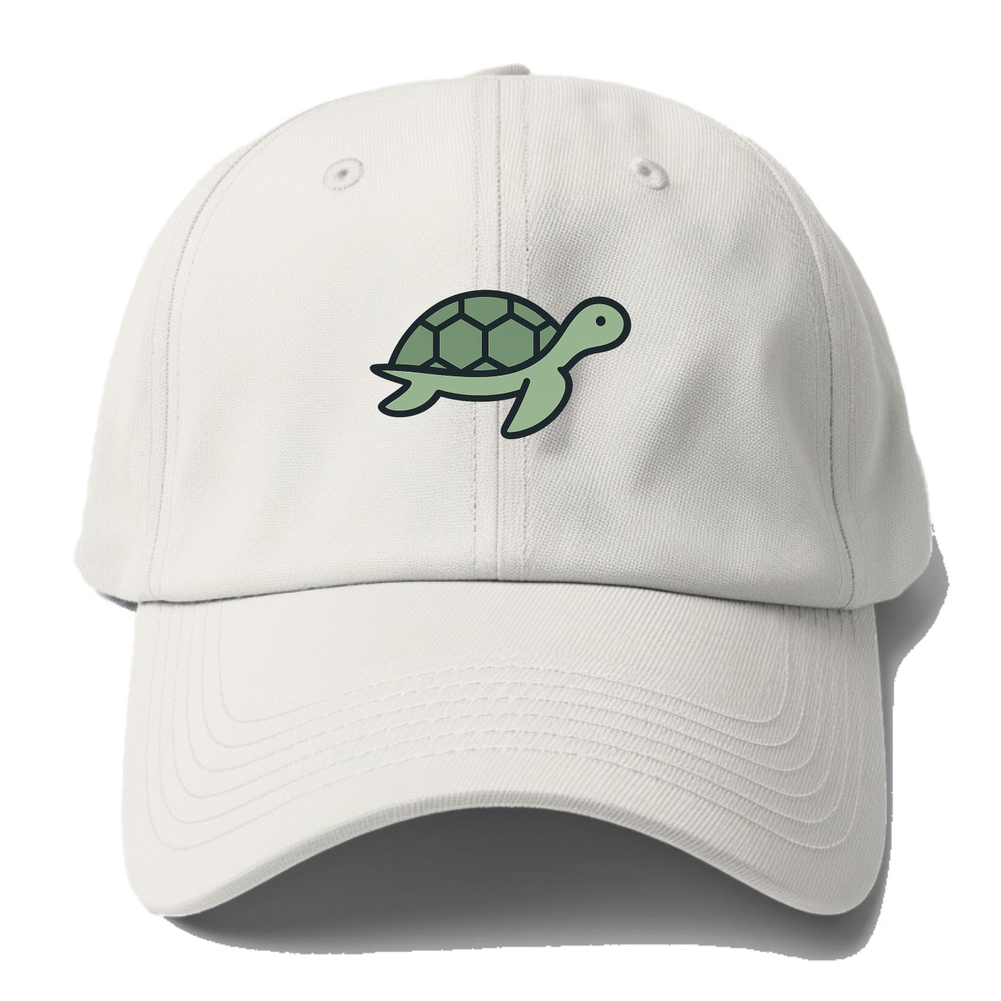 Sea Turtle - Green with shell pattern flat side profile - Baseball Cap For Big Heads - Off White