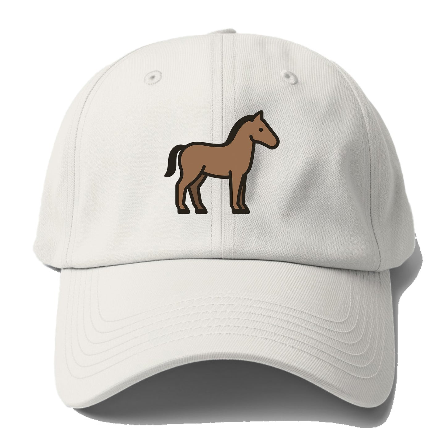 Horse - Brown standing pose flat side profile - Baseball Cap - Off White