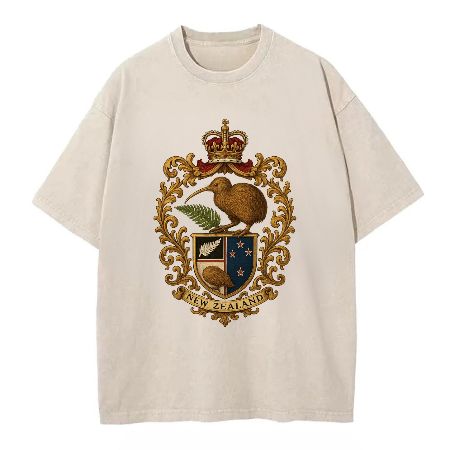 New Zealand Kiwi Emblem - Vintage T-shirt - Off White