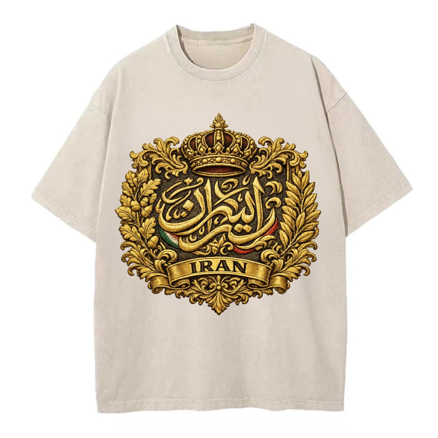 Iran Persian Calligraphy Crest - Vintage T-shirt - Off White