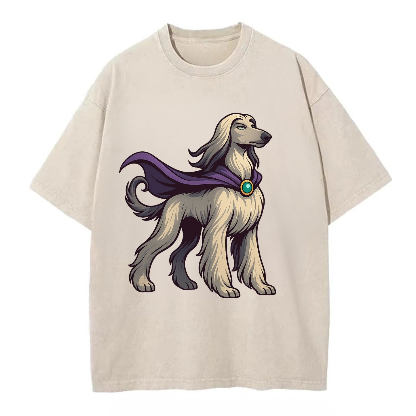 Afghan Hound Mystic Hero - Vintage T-shirt - Off White