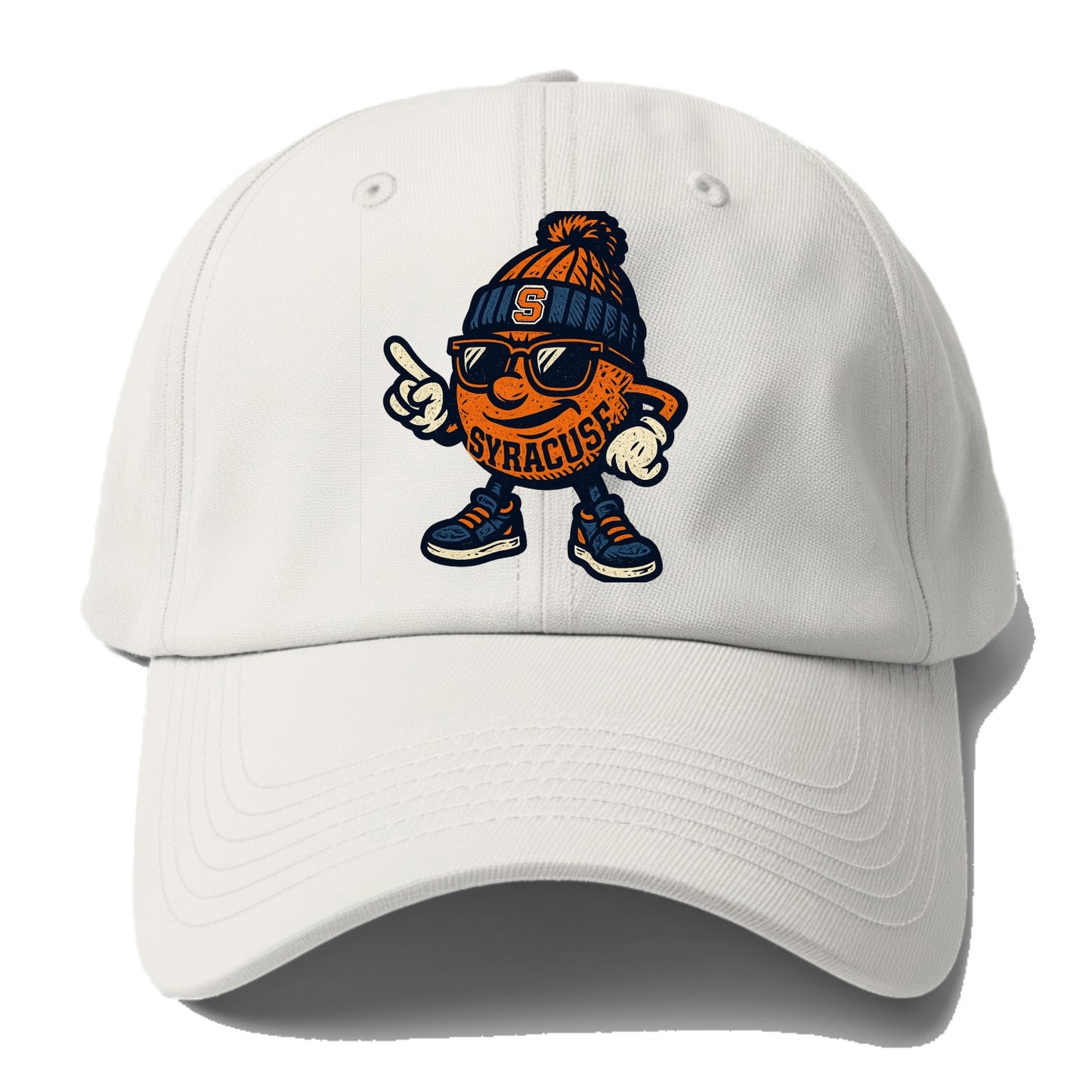 Syracuse Orange wearing Syracuse beanie with S patch - Baseball Cap For Big Heads - Off White