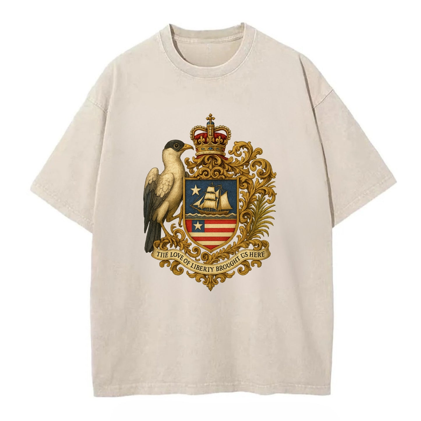 Liberia Pepper Bird Emblem - Vintage T-shirt - Off White