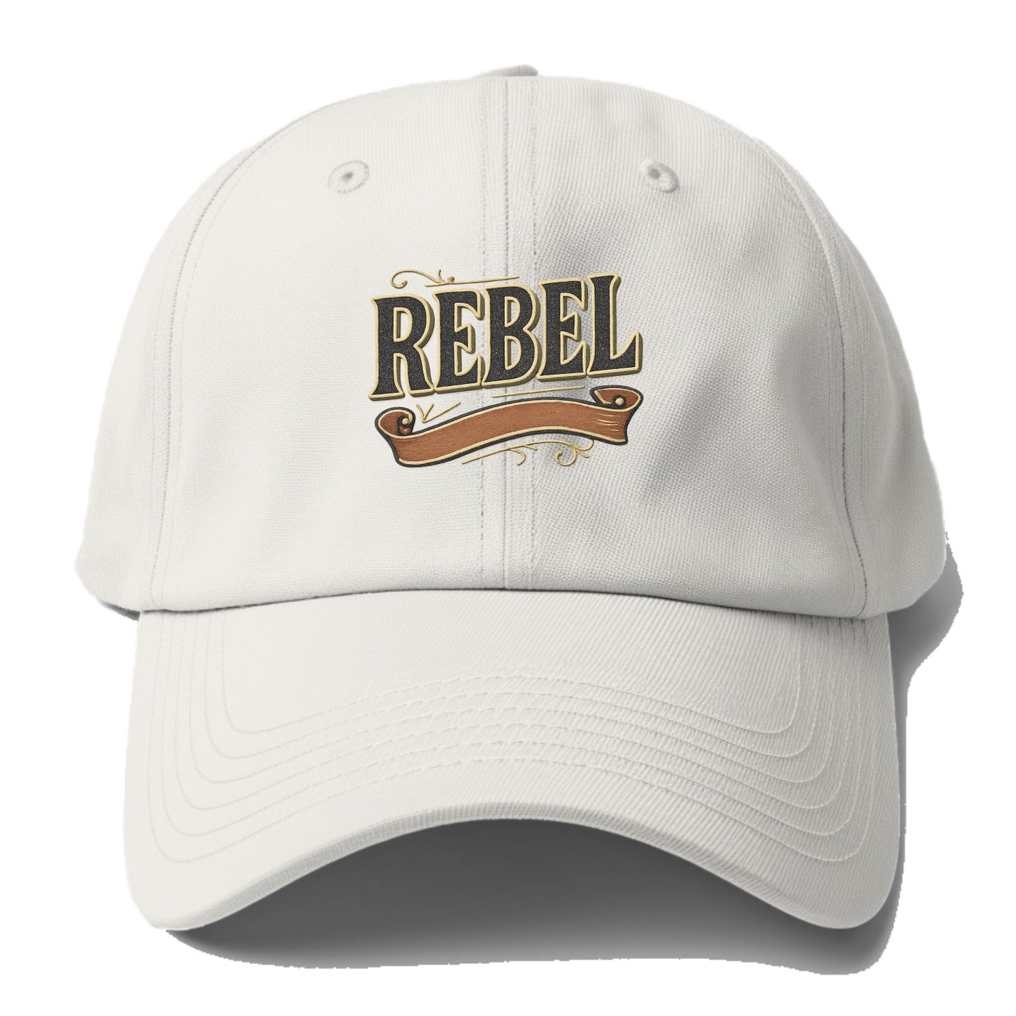 Bold typography design - "REBEL" - nonconformist, rule breaker, independent thinker - Baseball Cap - Off White