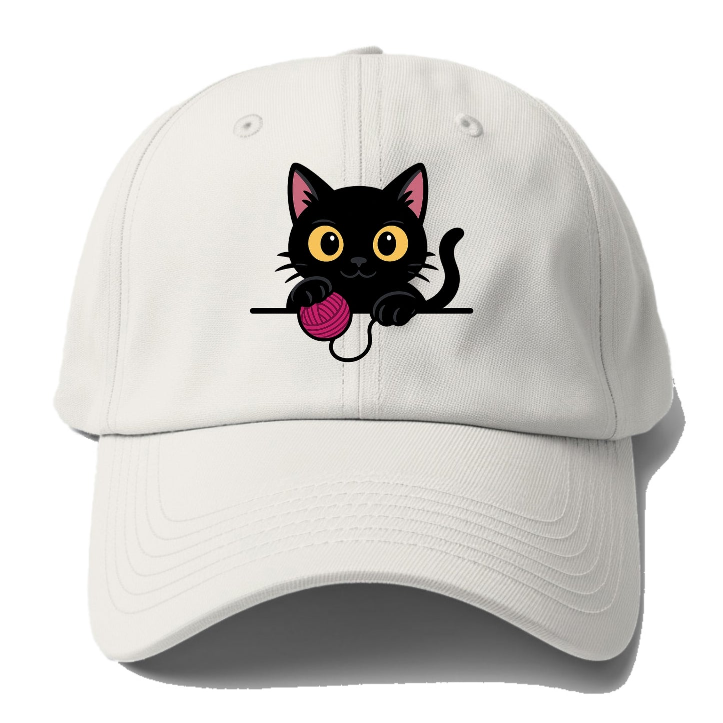 Midnight the black cat tapping the ledge rhythmically with one bright - Baseball Cap For Big Heads - Off White