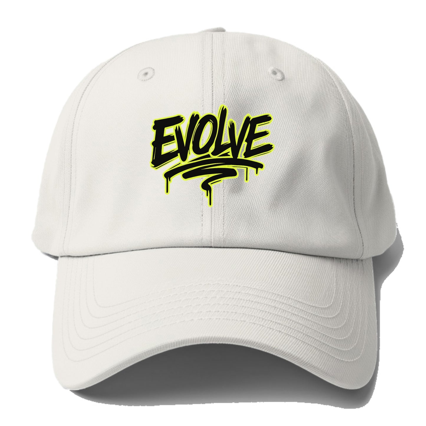 Bold typography design - "EVOLVE" - changing, becoming better - Baseball Cap - Off White