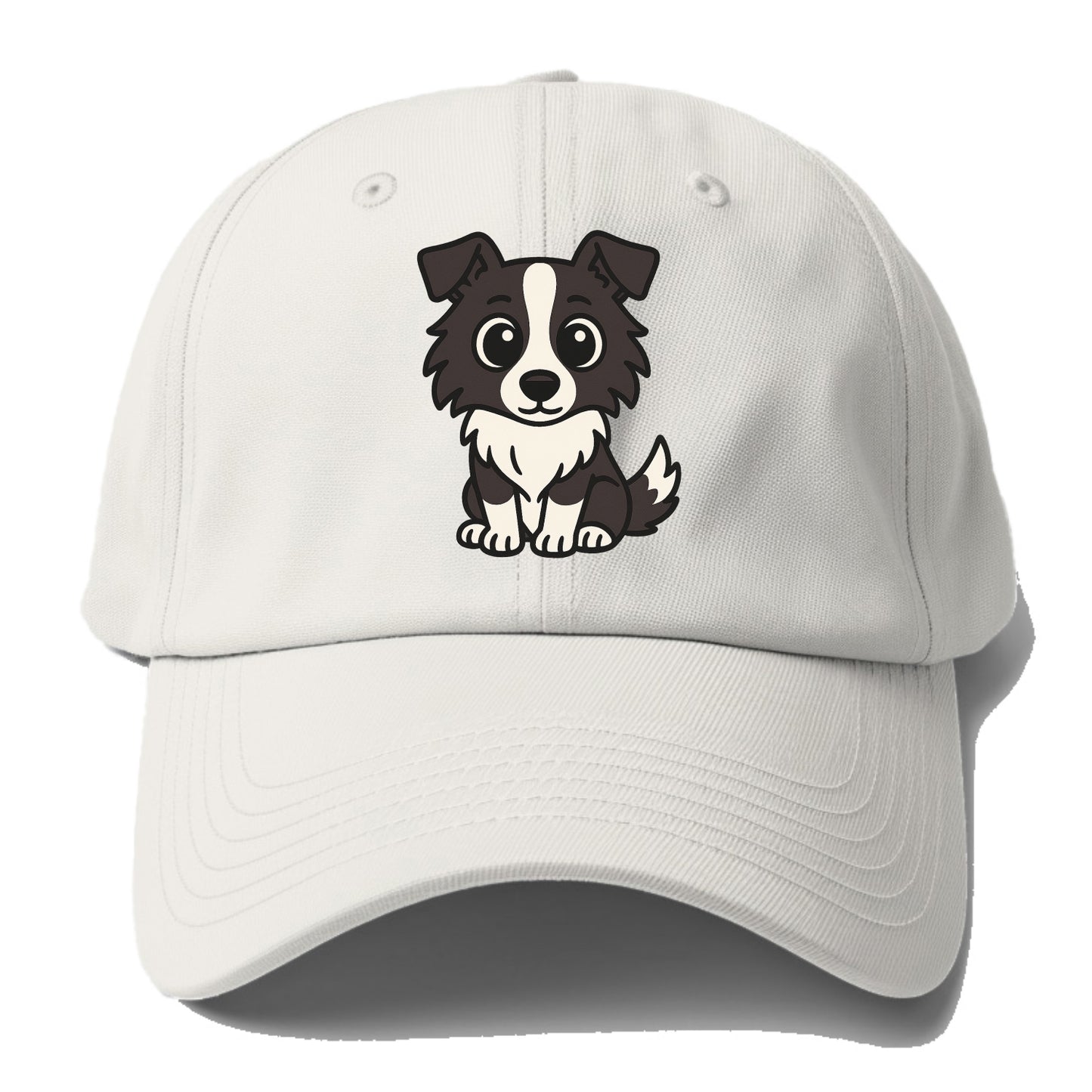 Border Collie - Intense stare sitting pose - Baseball Cap - Off White