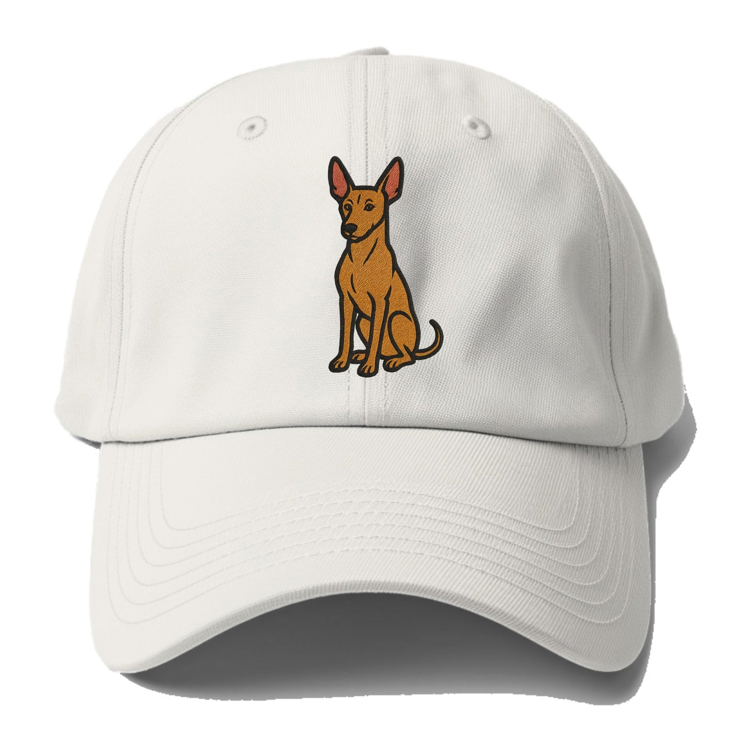 Pharaoh Hound - Tan colored embroidered pose - Baseball Cap - Off White