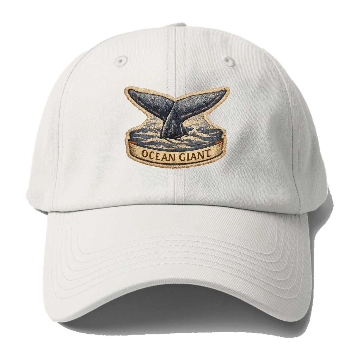 WHALE TAIL - diving whale in blue and gray , ocean giant - Baseball Cap - Off White