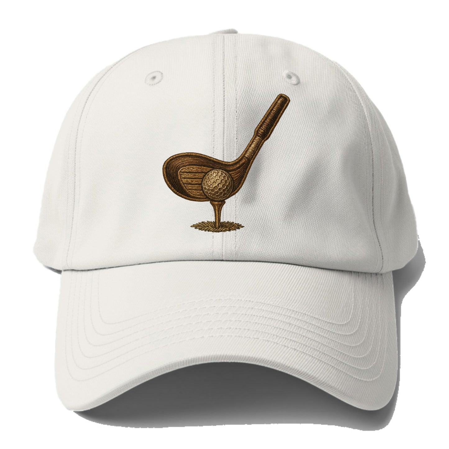 Golf Club and Ball - Baseball Cap For Big Heads - Off White