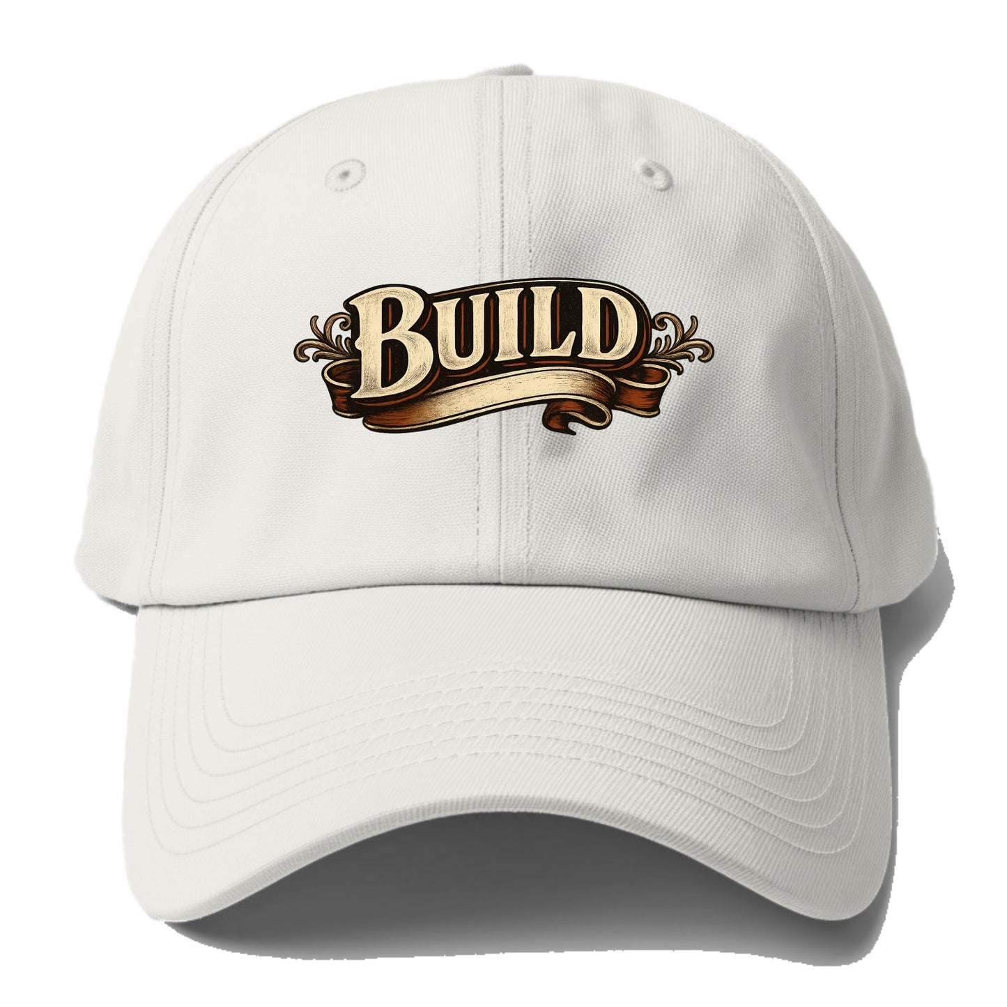 Bold typography design - "BUILD" - constructing, making real - Baseball Cap For Big Heads - Off White