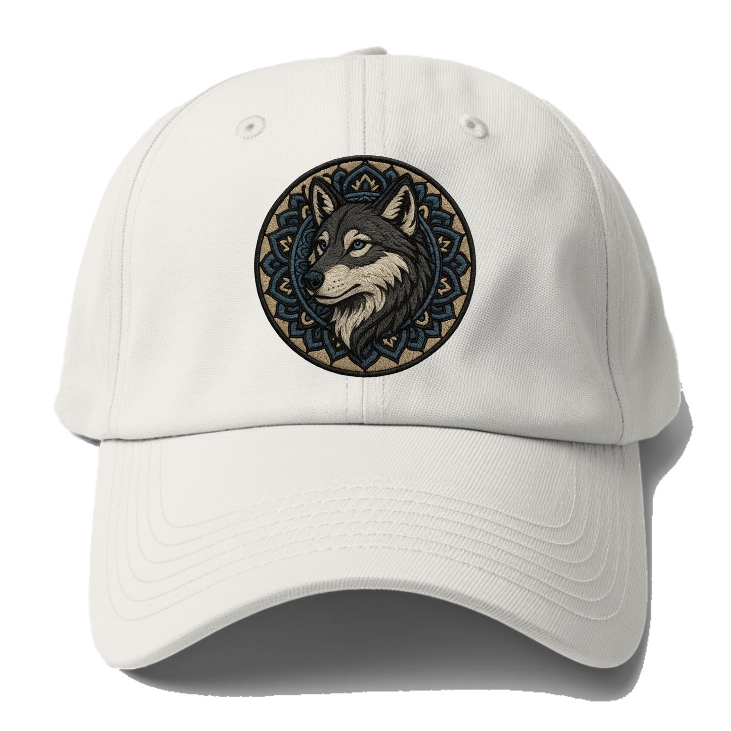 Mandala Wolf Pattern - Baseball Cap - Off White