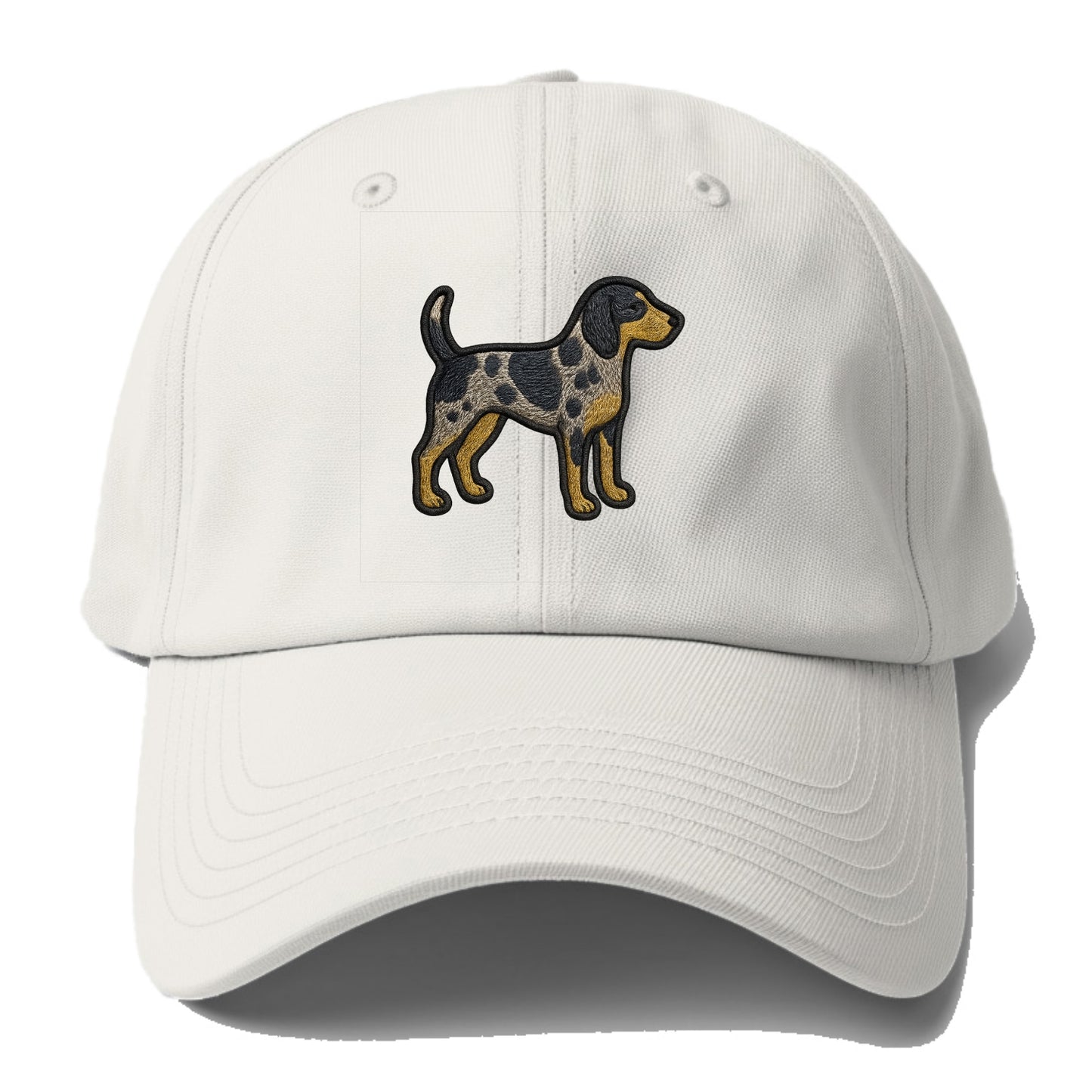 Bluetick Coonhound - Trendy spotted hound logo with prominent black border - Baseball Cap - Off White