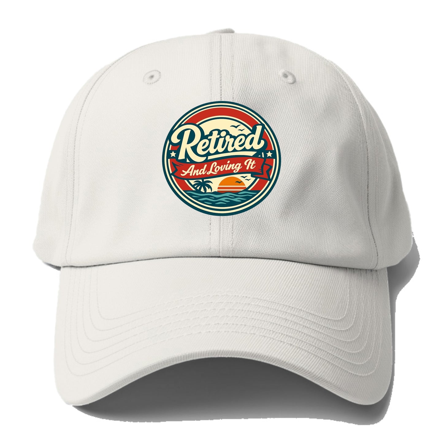 Carefree Retirement Emblem - Baseball Cap For Big Heads - Off White
