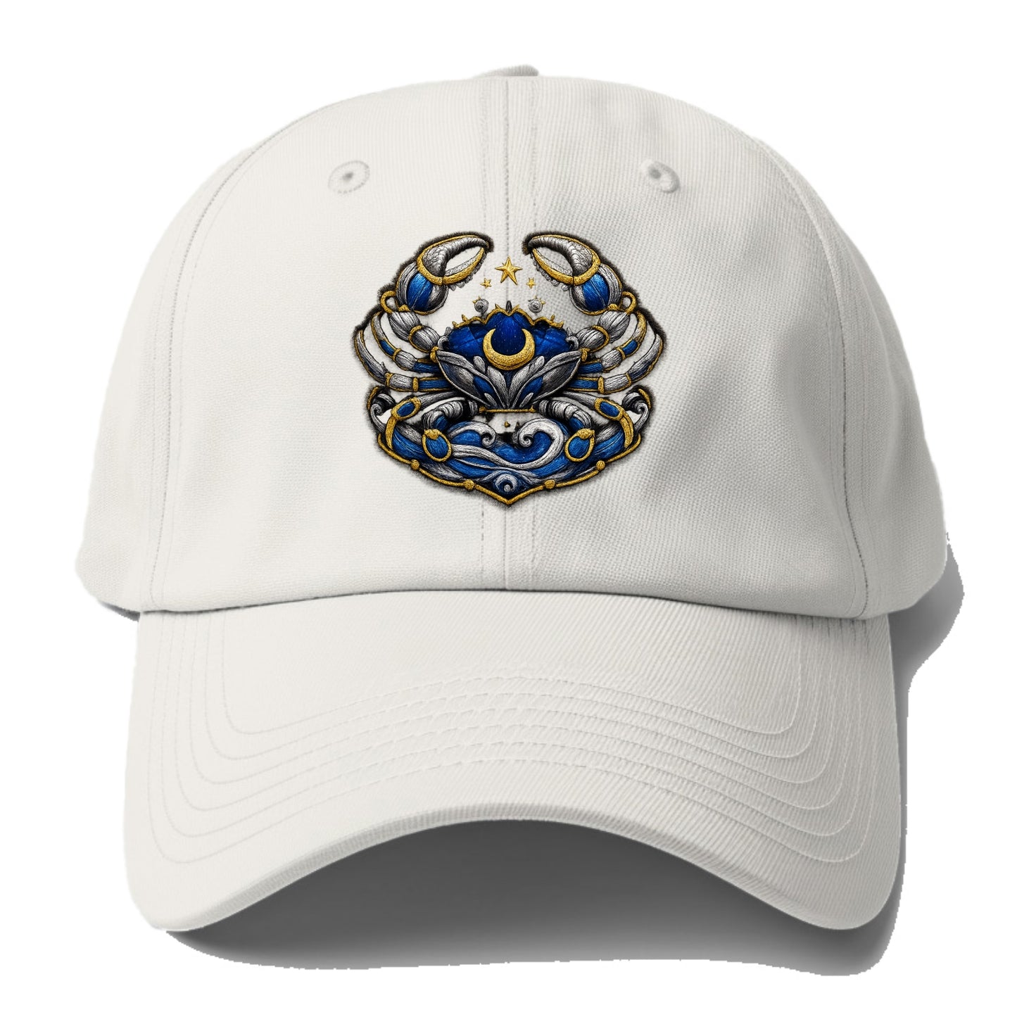 CANCER CRAB - protective crab in silver and blue , water sign - Baseball Cap - Off White