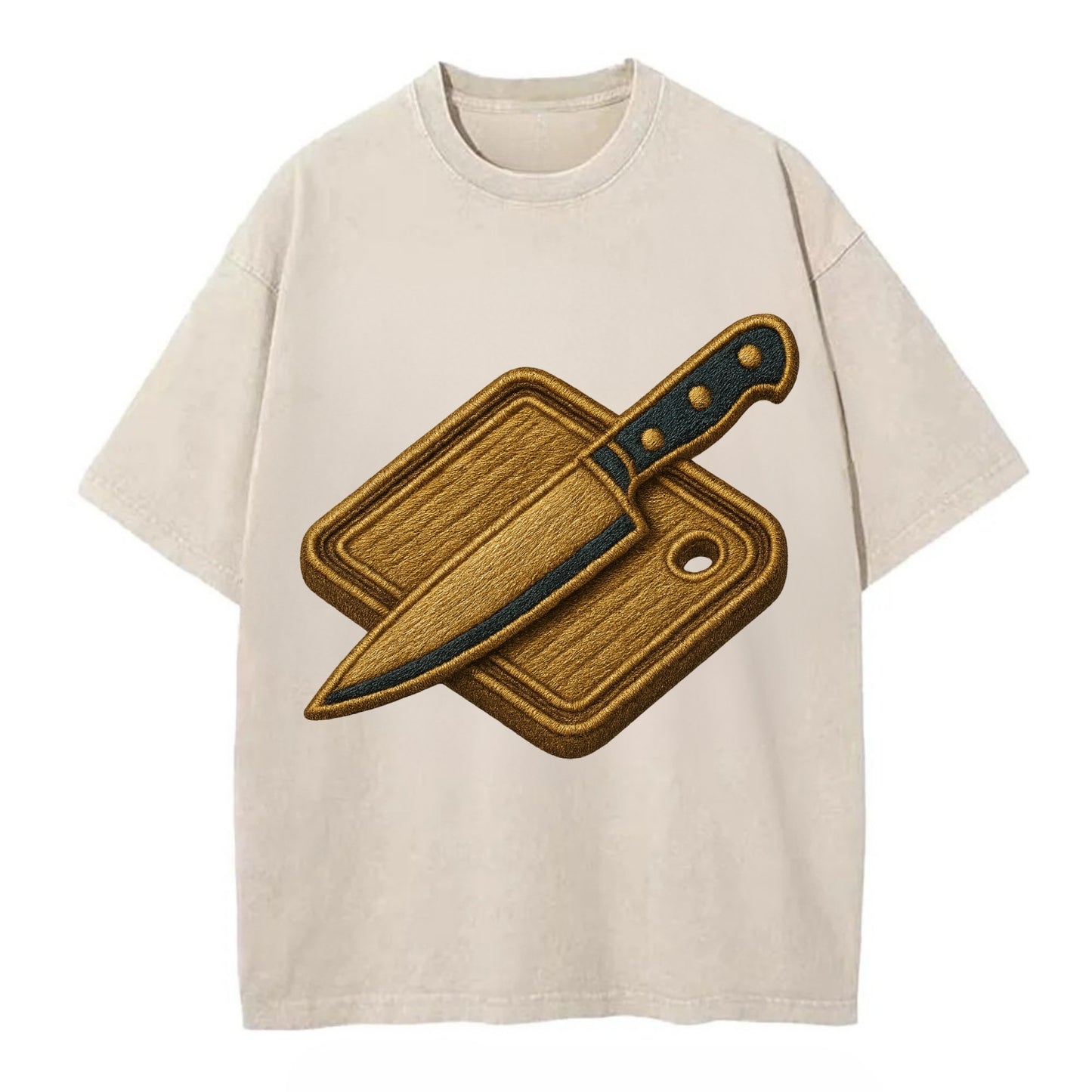Chef knife with cutting board - culinary enthusiast - Vintage T-shirt - Off White