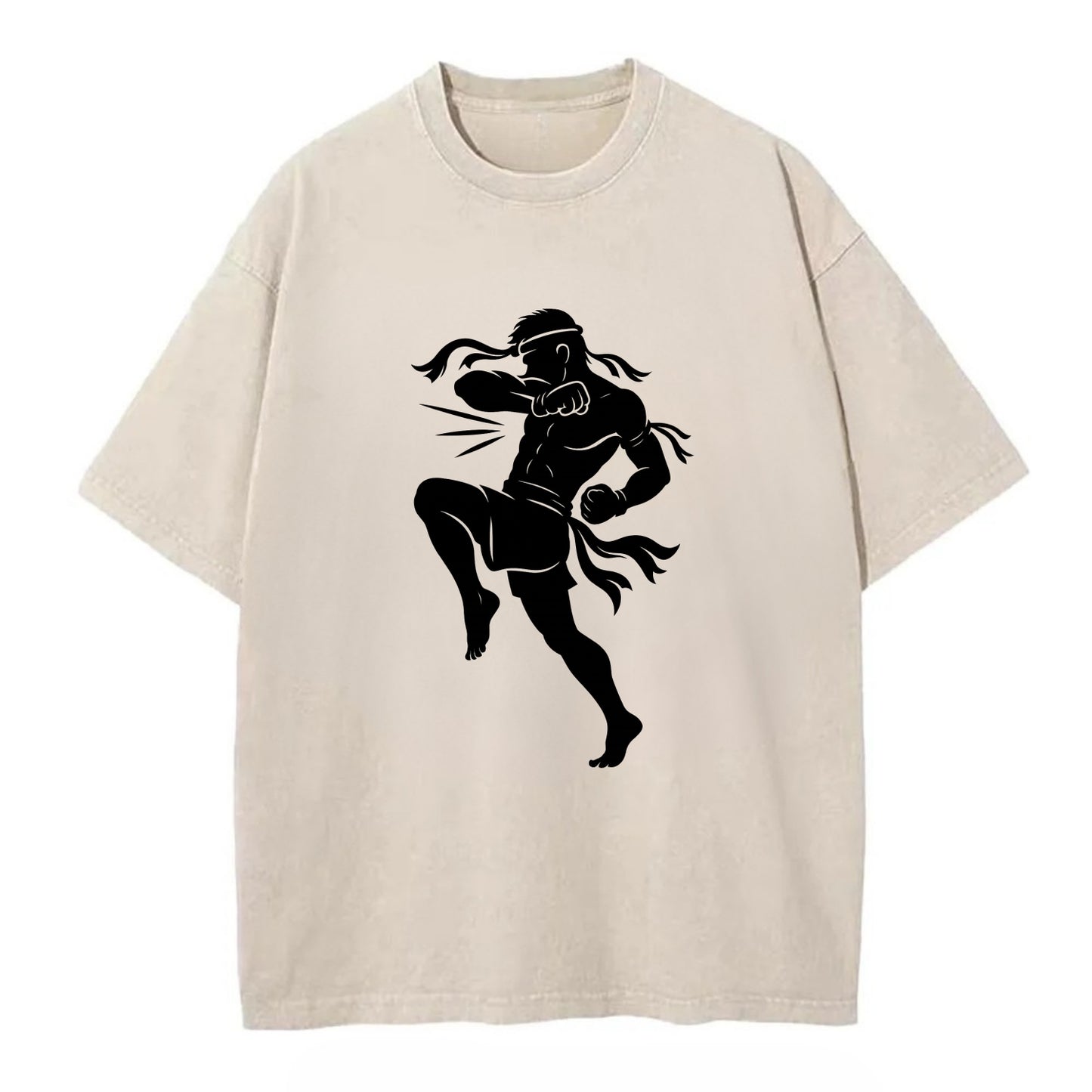 Thai Muay Thai fighter elbow strike - Vintage T-shirt - Off White