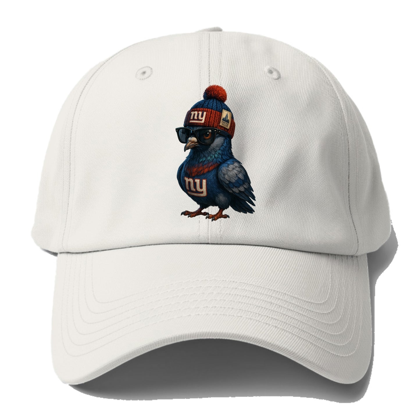Manhattan Pigeon wearing Giants beanie with Empire State patch and - Baseball Cap For Big Heads - Off White