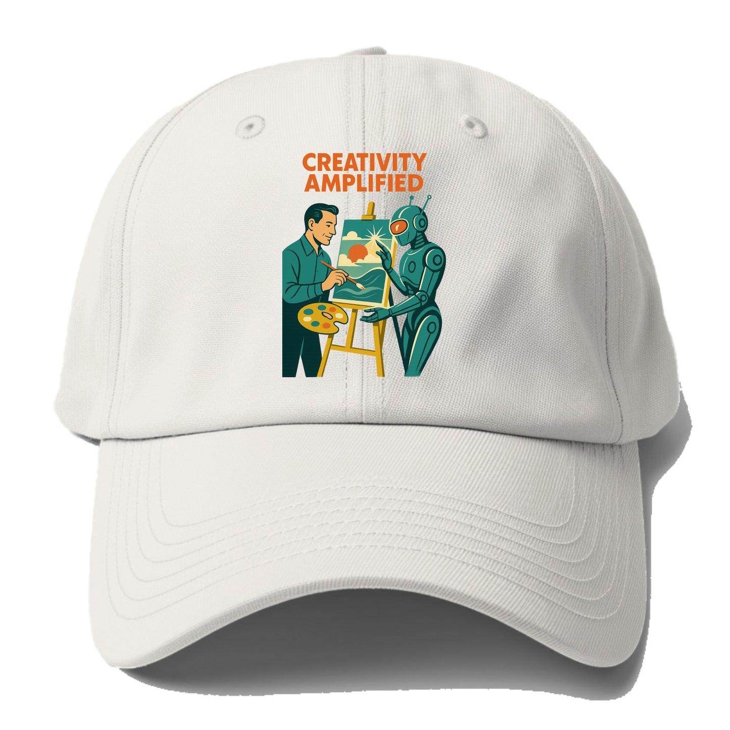 Artist and AI creating beautiful masterpiece together - "Creativity Amplified" - - Baseball Cap - Off White