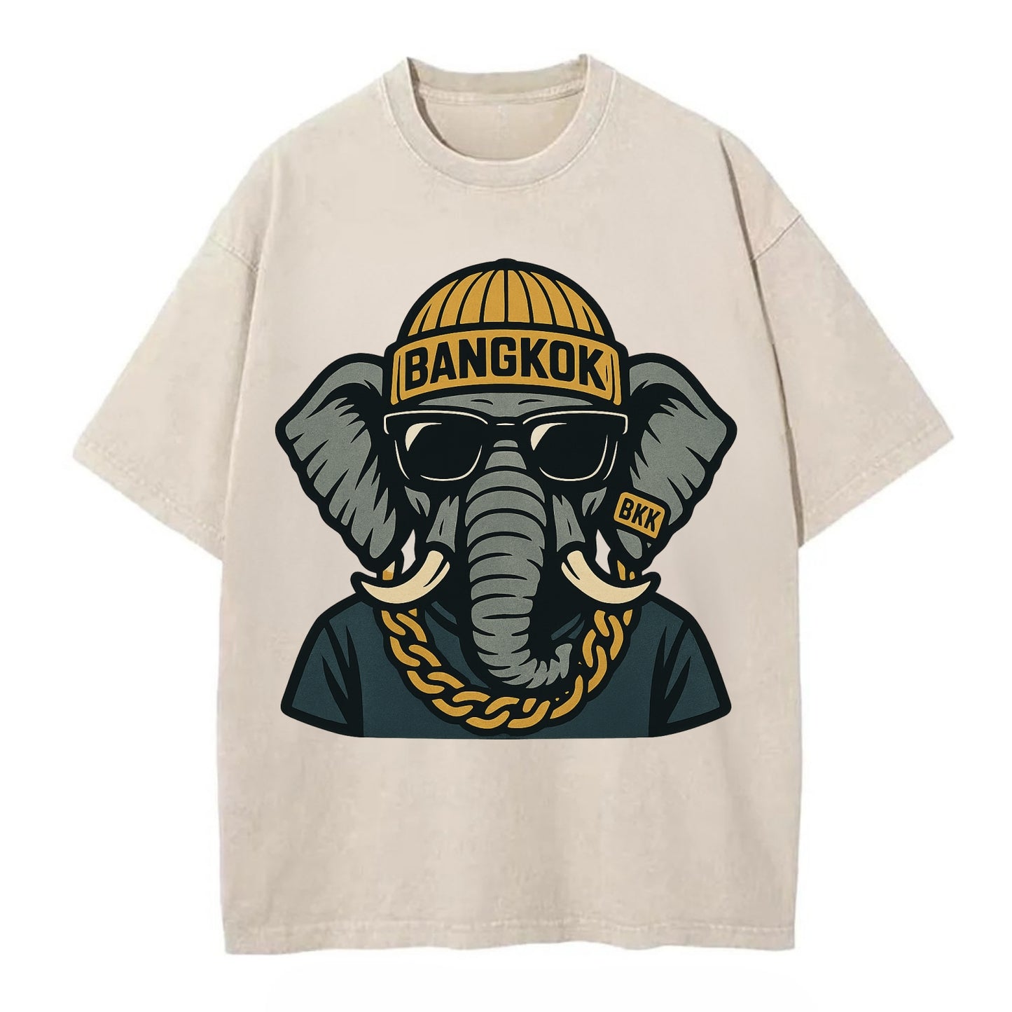 Bangkok Elephant - Vintage T-shirt - Off White