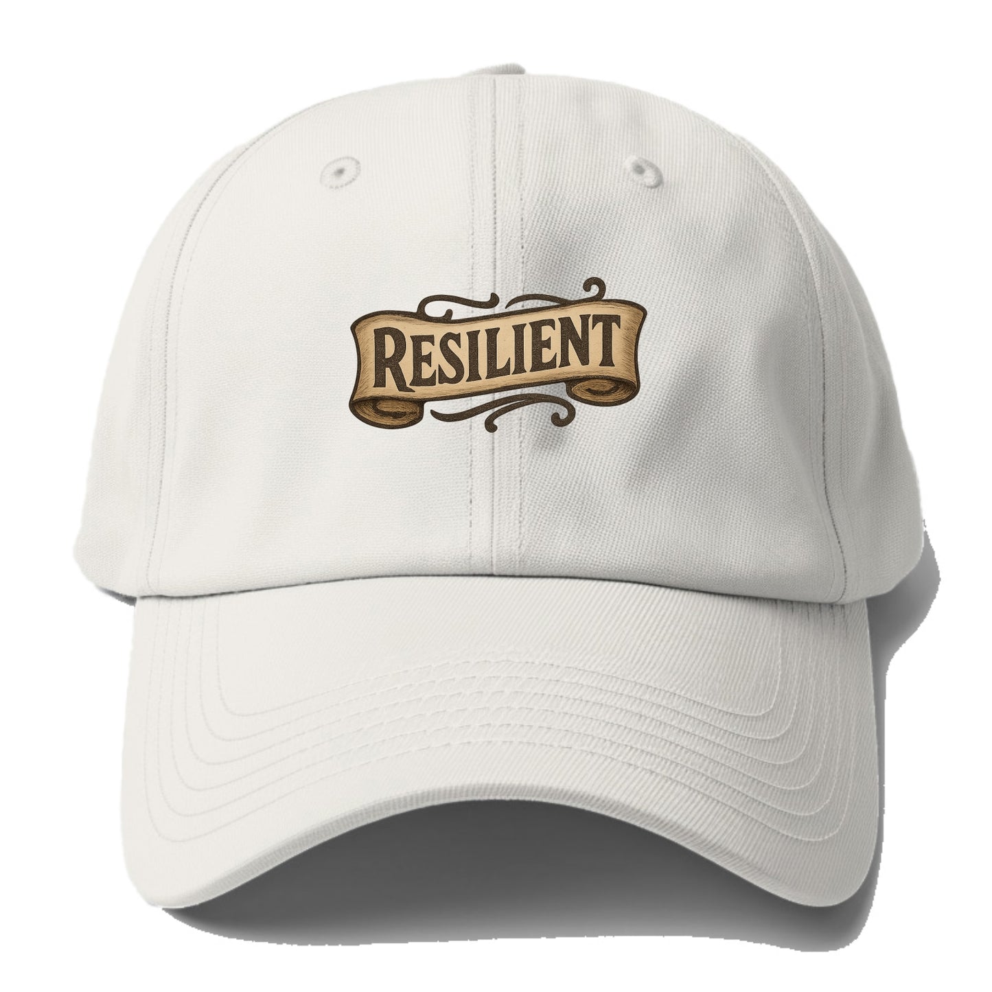 Bold typography design - "RESILIENT" - bouncing back, unbreakable spirit - Baseball Cap - Off White
