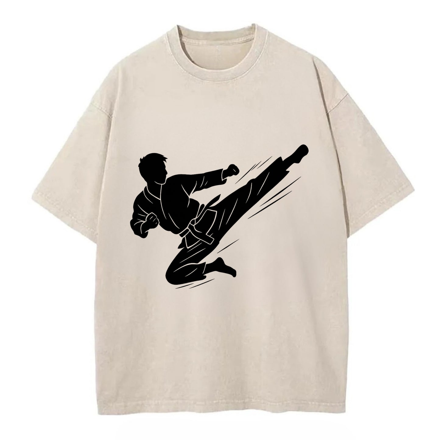 Korean taekwondo flying kick - Vintage T-shirt - Off White