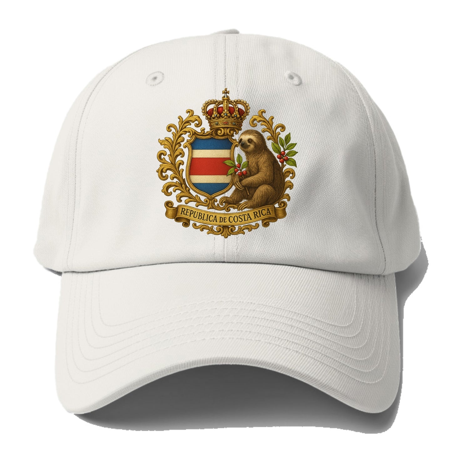 Costa Rica Sloth Emblem - Baseball Cap For Big Heads - Off White