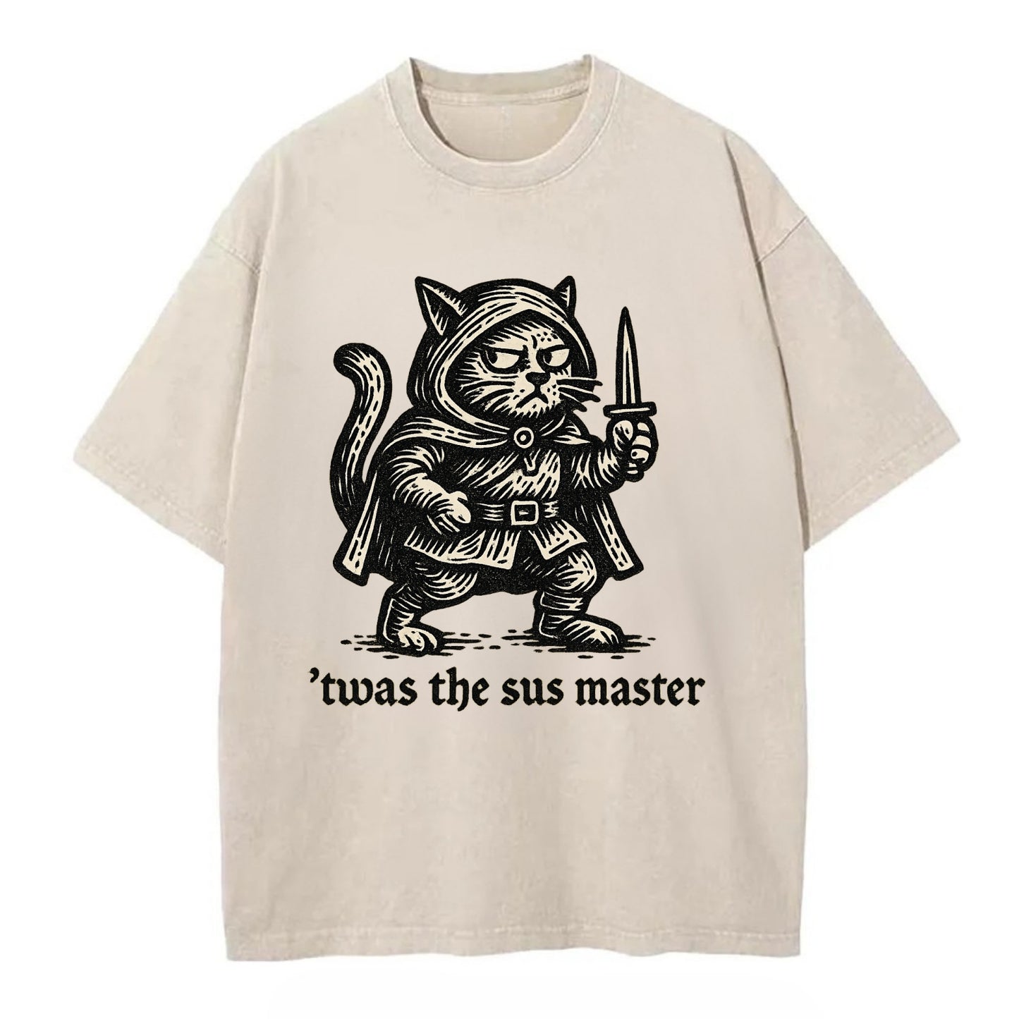 Sus Imposter Cat Spy - Vintage T-shirt - Off White