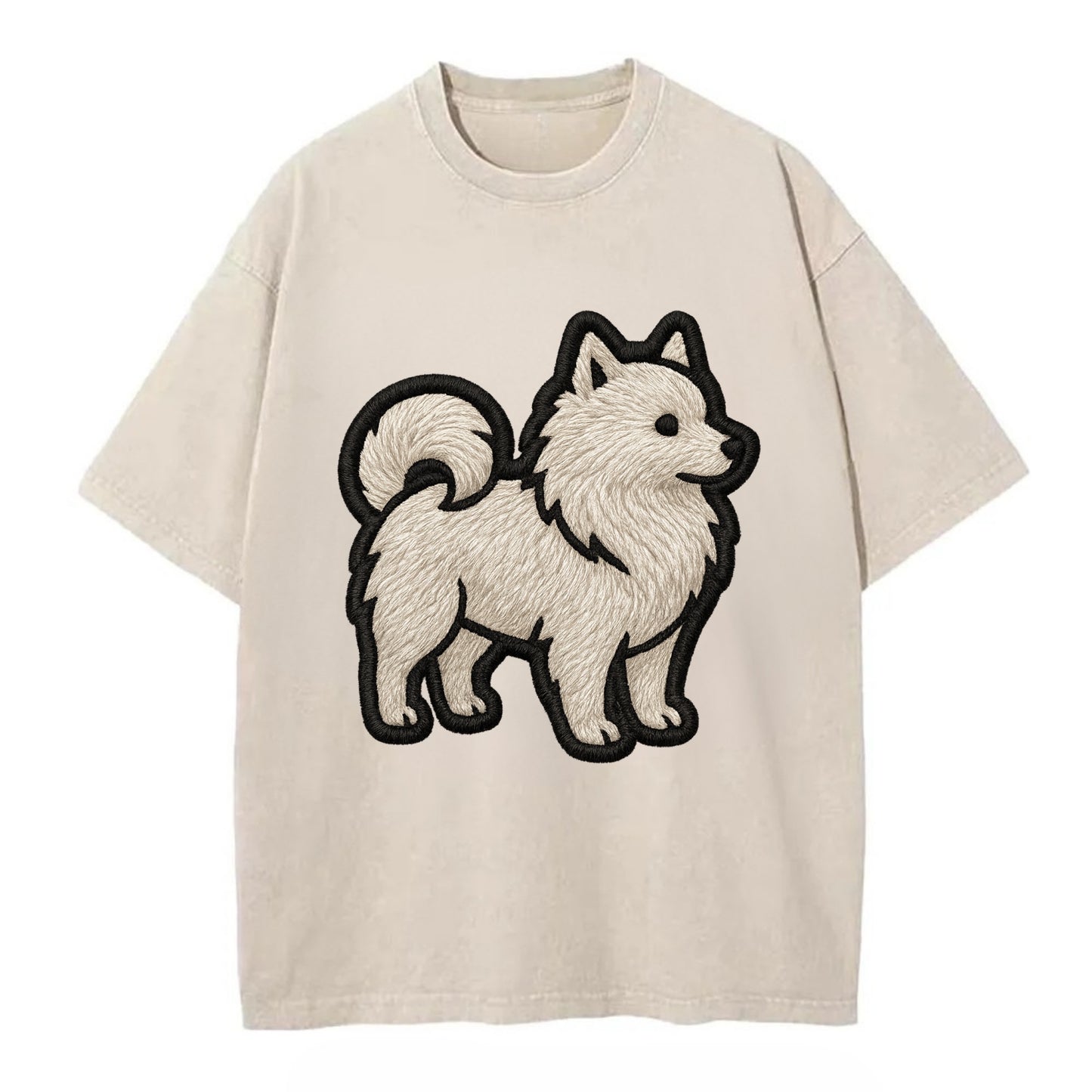 Japanese Spitz - Contemporary white spit - Vintage T-shirt - Off White