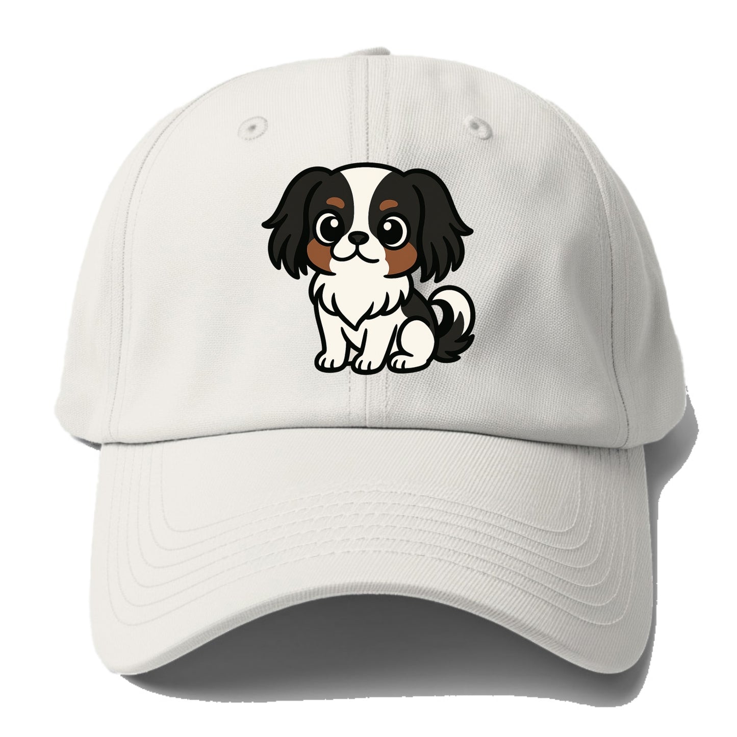 Japanese Chin - Black and white sitting pose - Baseball Cap - Off White