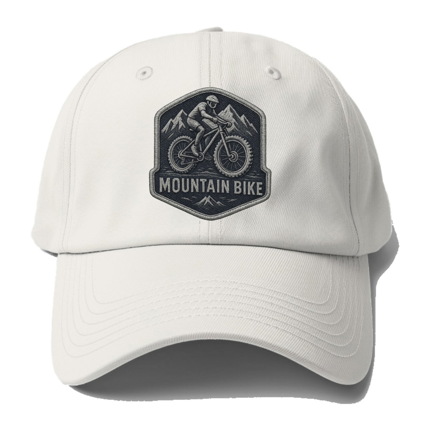 Mountain bike with rugged tires - cyclist badge - Baseball Cap For Big Heads - Off White