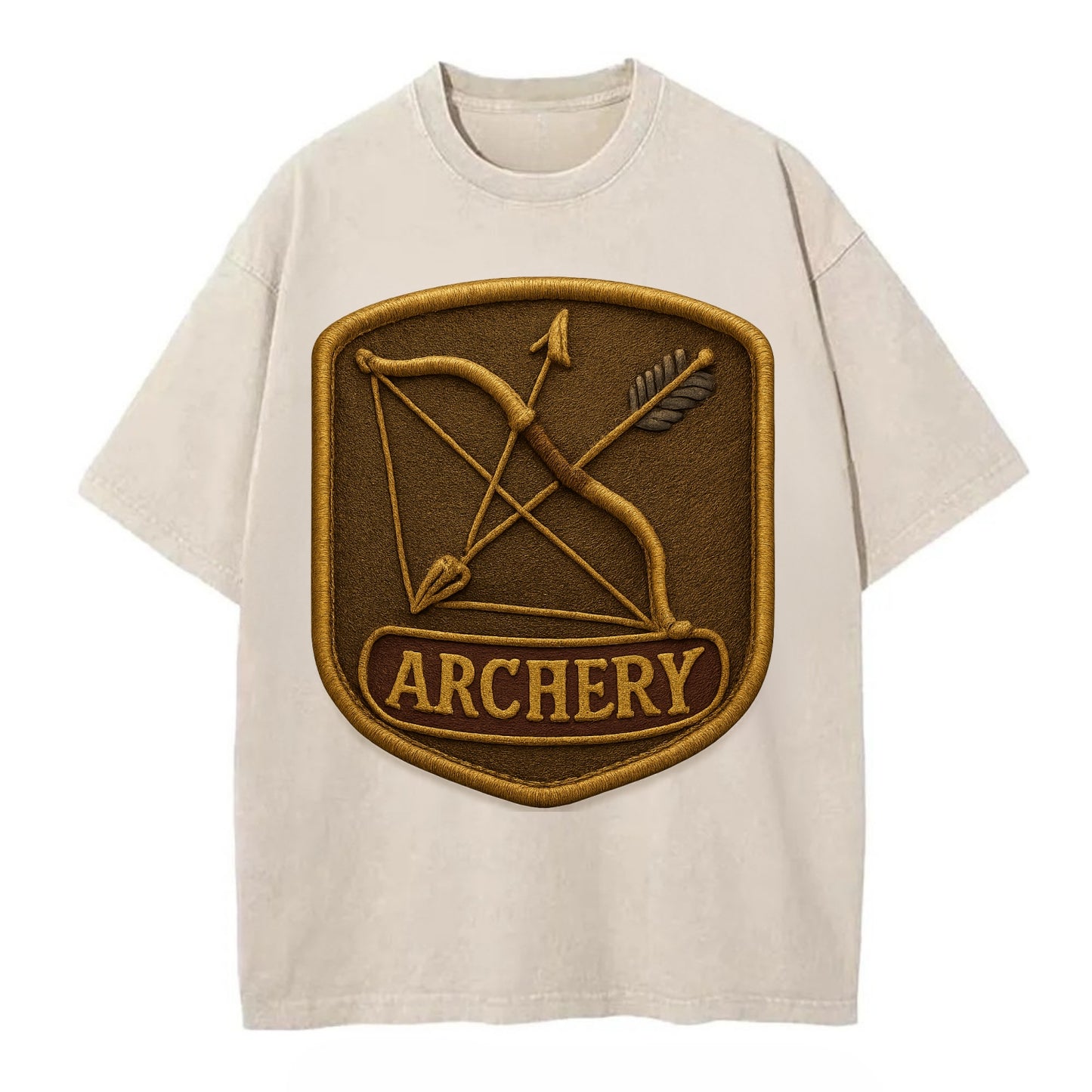Bow and arrow crossed - archery enthusiast - Vintage T-shirt - Off White